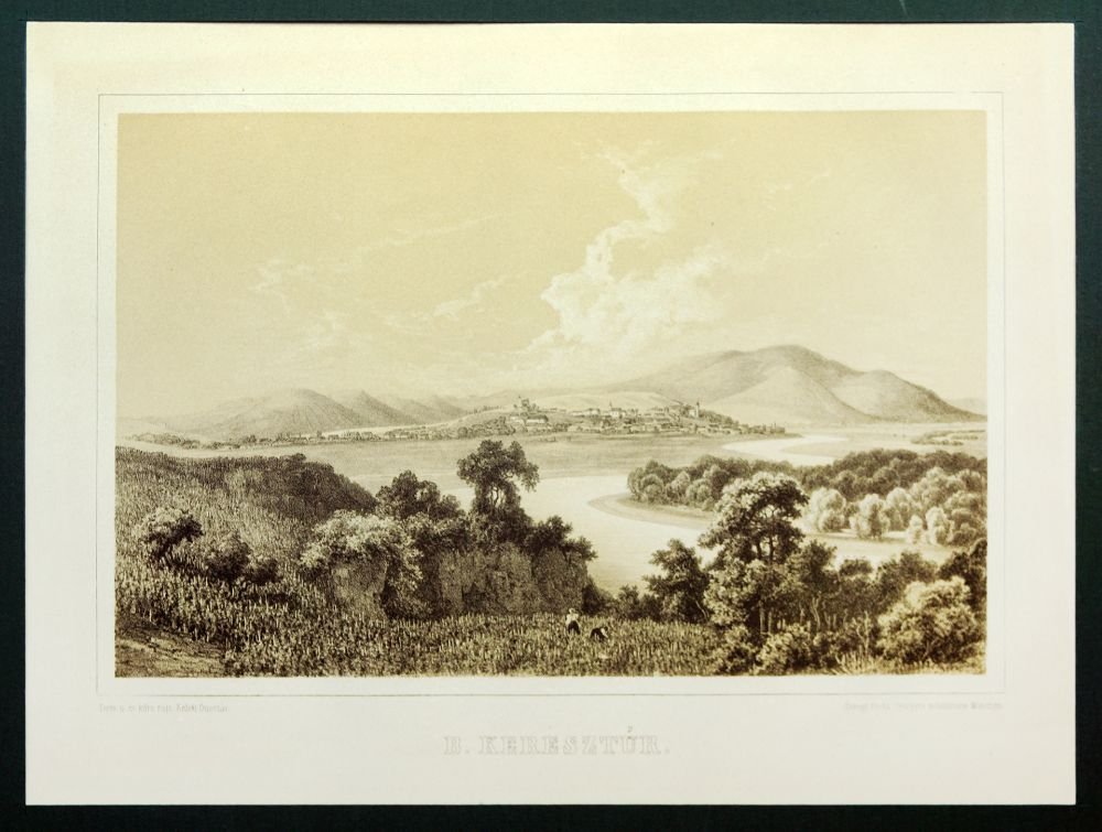 Keleti Gusztáv: (Tokaj-hegyaljai album.)- B. Keresztúr – Bodrogkeresztúr látképe