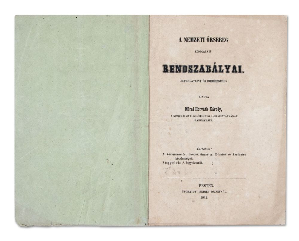 Mérai Horváth Károly: A nemzeti őrsereg szolgálati rendszabályai.