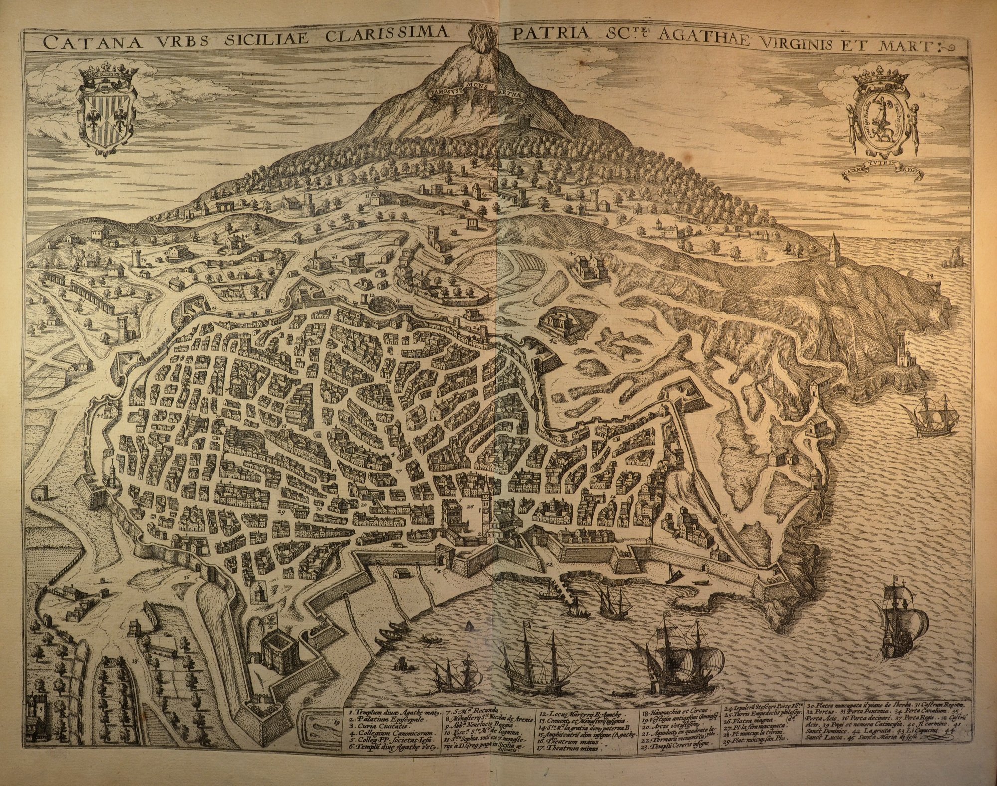 Georg Braun & Frans Hogenberg: Catana Urbs Siciliae Clarissima Patria Scte Agathae Virginis et Mart