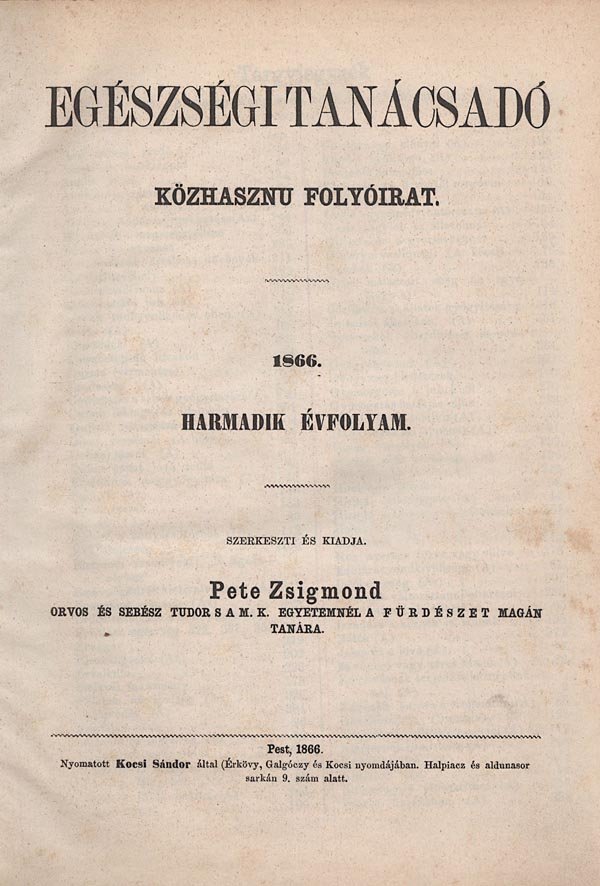 Pete Zsigmond: Egészségi Tanácsadó