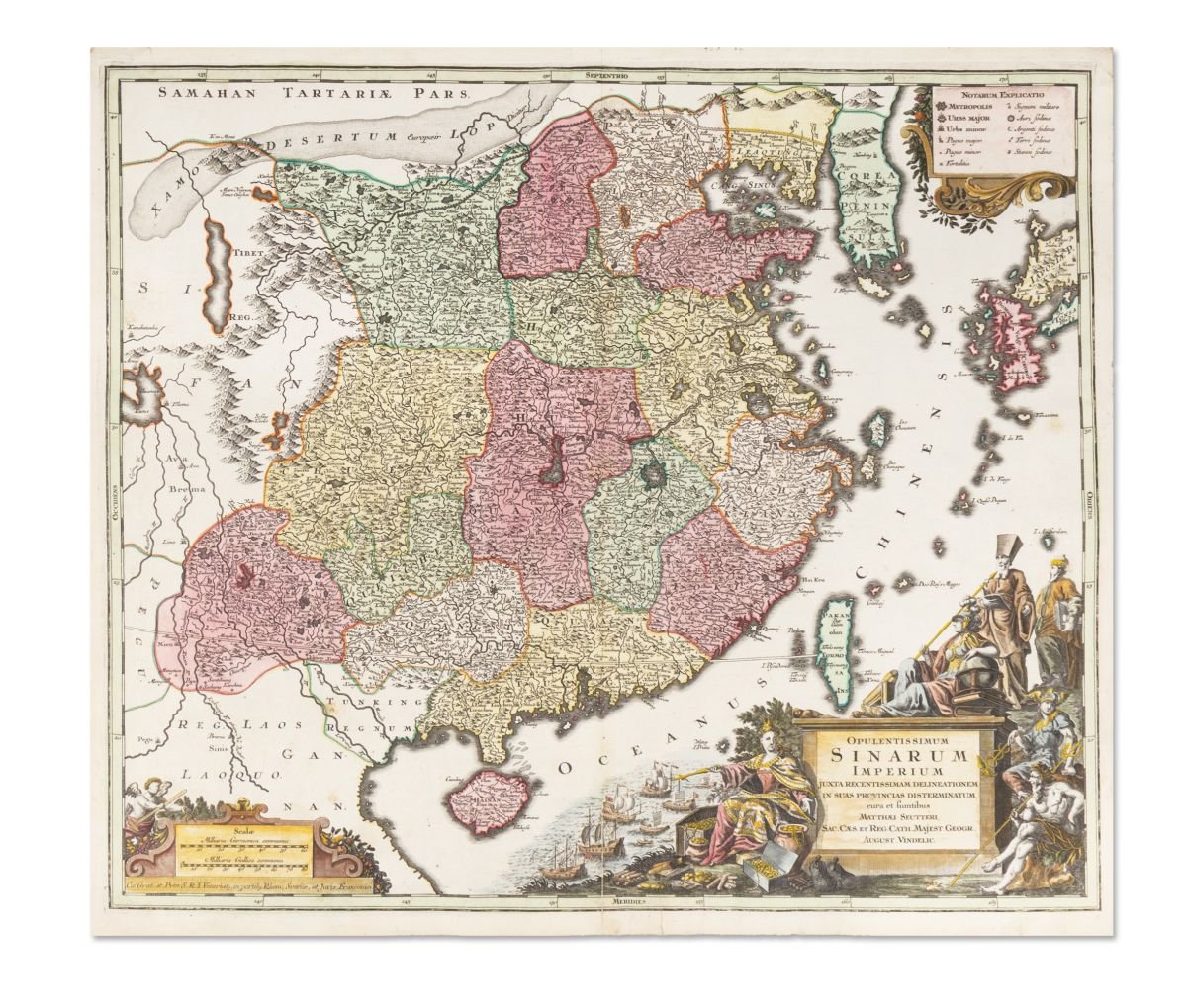 Mattheus Seutter: Opulentissimum Sinarum Imperium Juxta Recentissimam Delineationem In Suas Provincias Disterminatarum, cura et sumptibus