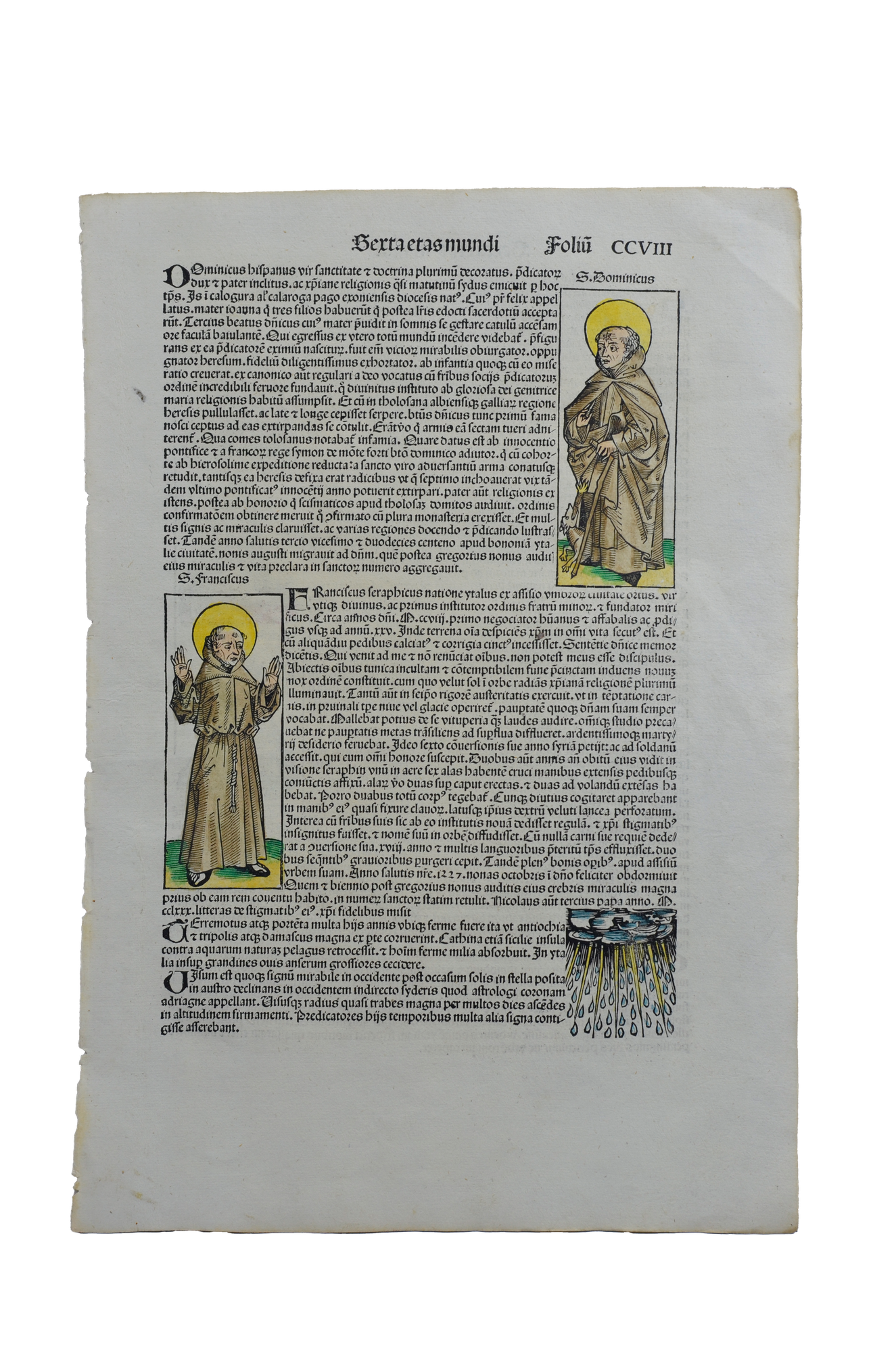 Hartmann Schedel: Liber Chronicarum CCVIII - Meteorhullás fametszetű képe - -