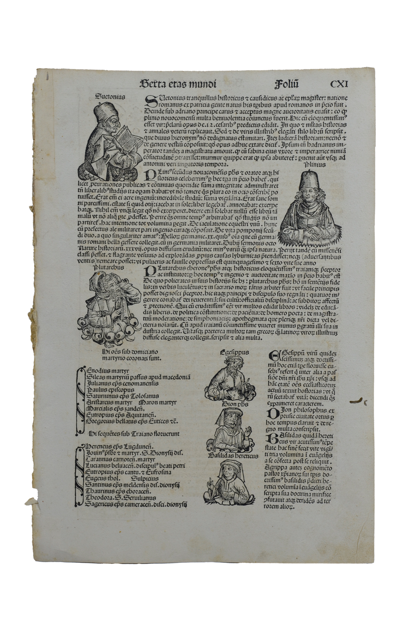 Hartmann Schedel: Liber Chronicarum CXI. - A kor leghíresebb filozófusai ( Suetonius, Plinius, Plutarkosz)