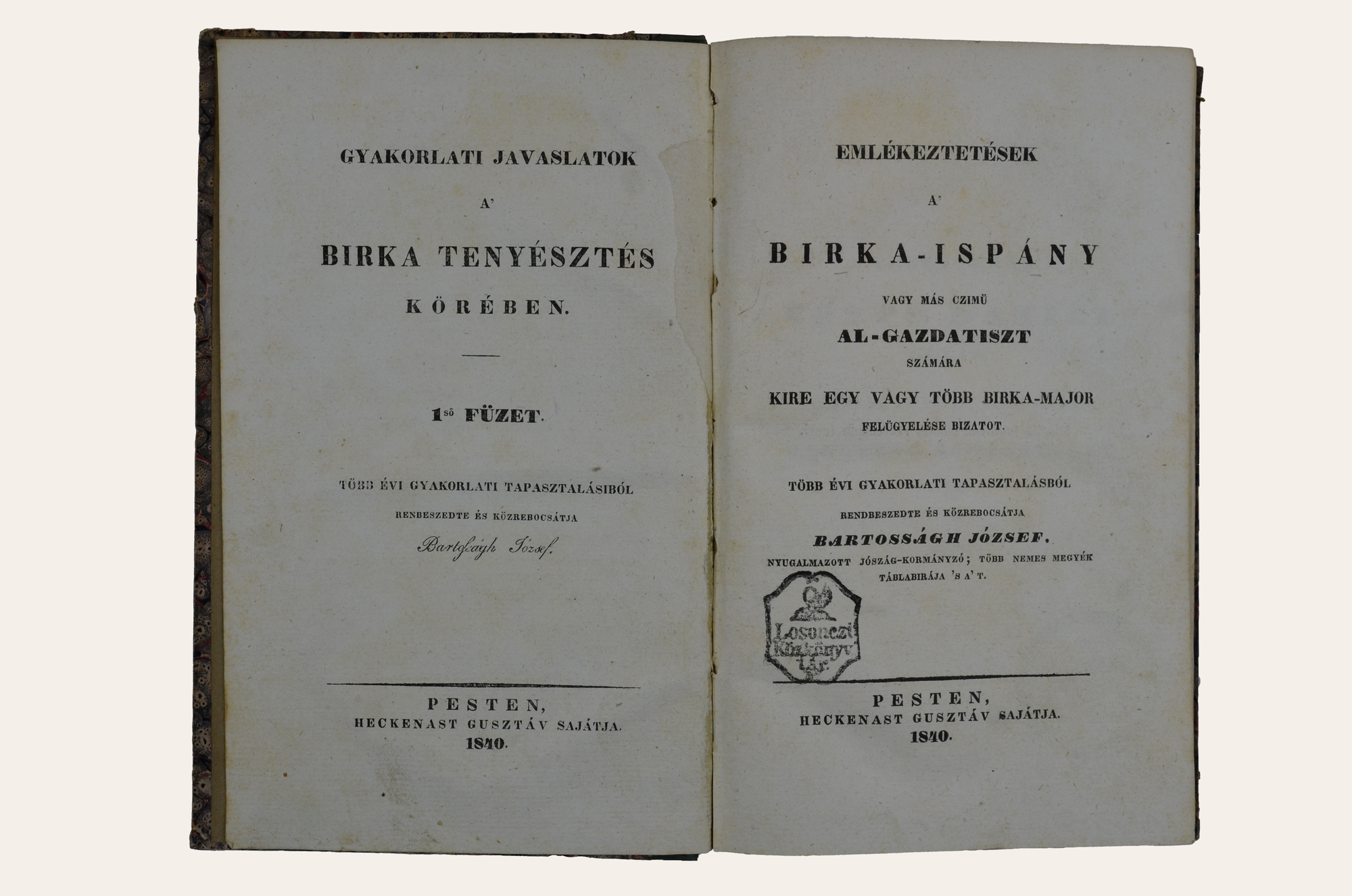 Bartosságh József: Emlékeztetések a birka-ispány