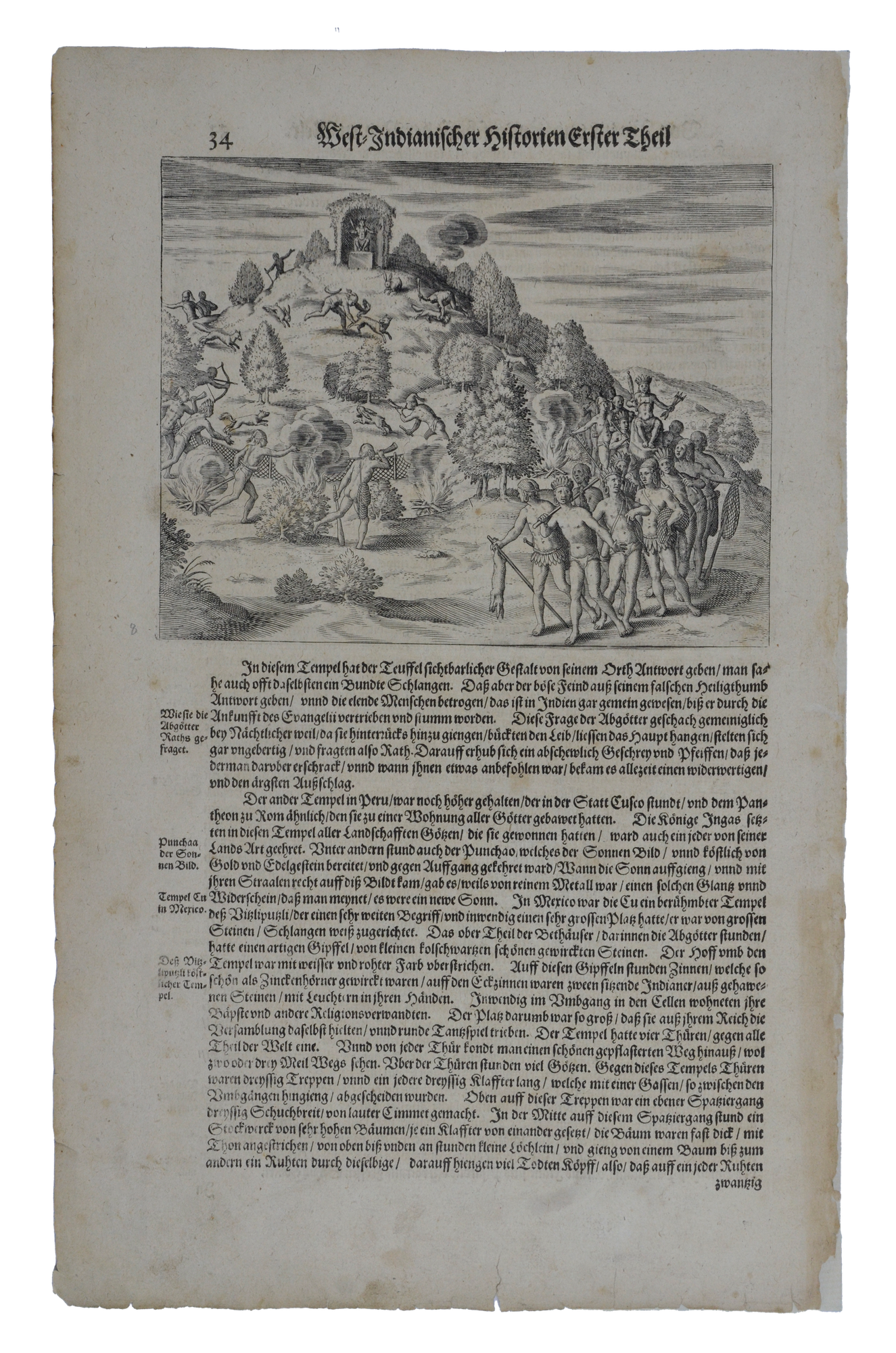 Matthäus Merian: The Aztec methods of hunting game - Cusco -