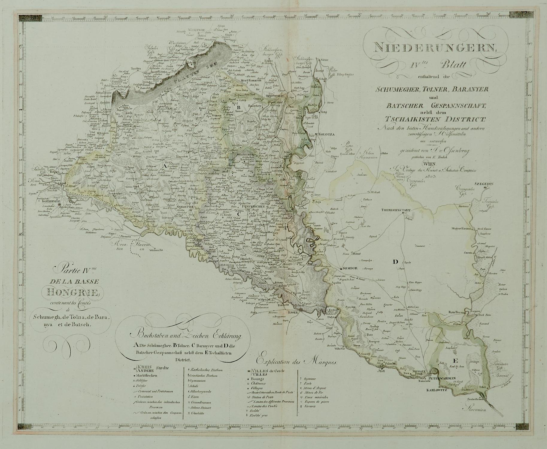 Karl Joseph Kipferling: Niederungern. Blatt IV - Balaton, Somogy, Veszprém, Zala