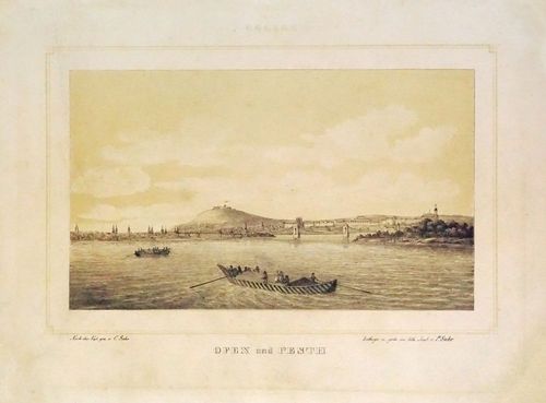 Buda és Pest látképe dél felől. Ofen und Pesth