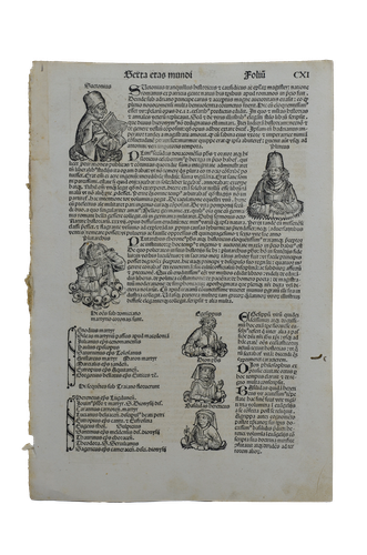 Hartmann Schedel: Liber Chronicarum CXI. - A kor leghíresebb filozófusai ( Suetonius, Plinius, Plutarkosz)