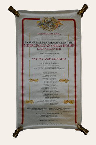 Julian Tomchin: Az 1966-os Metropolitan Opera House megnyitójára készült selyem meghívó