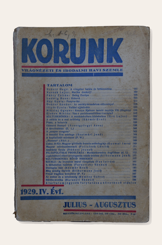 Korunk. Világnézeti és irodalmi havi szemle IV. évfolyam Julius-Augusztus