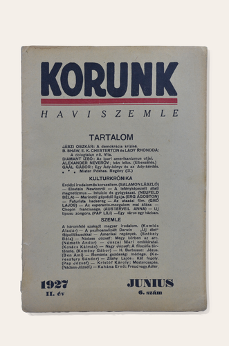 Korunk. Világnézeti és irodalmi havi szemle II. Évfolyam Junius - 6. szám -