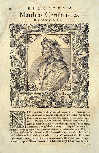 Paolo Giovio: Mátyás király fametszetű képe.